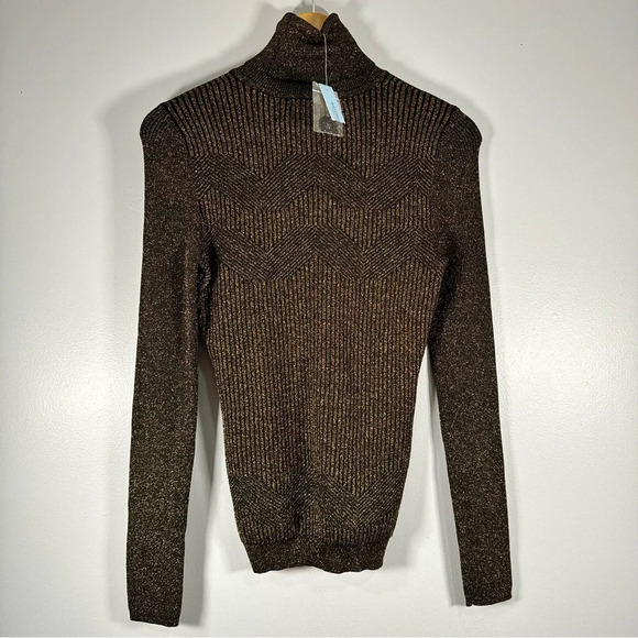 Antonio Melani black and gold metallic knit turtleneck sweater size small NWT - Picture 5 of 8